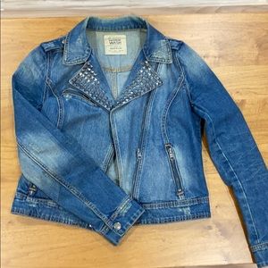 Zara jean jacket with studded collar